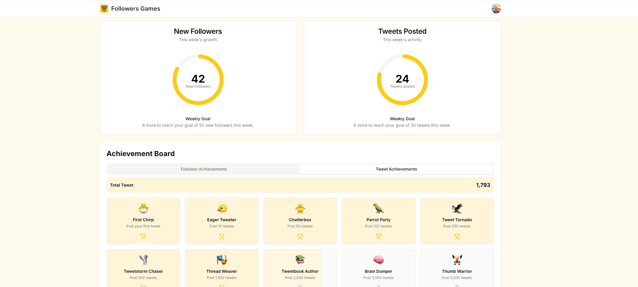 Followers Games Dashboard Preview